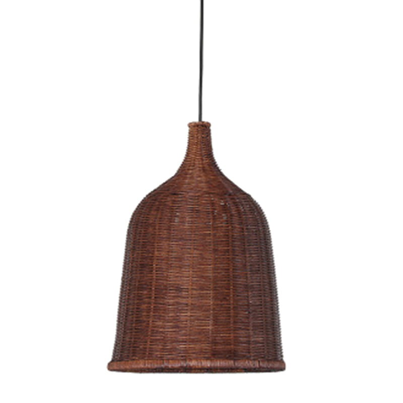 Handwoven Dome Pendant Light Fixture Chinese Bamboo Single Bulb Ceiling Light for Dining Table Coffee 12" Clearhalo 'Ceiling Lights' 'Pendant Lights' 'Pendants' Lighting' 2628891