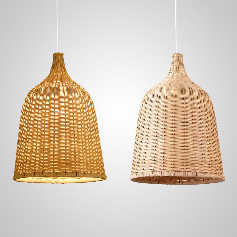 Handwoven Dome Pendant Light Fixture Chinese Bamboo Single Bulb Ceiling Light for Dining Table Clearhalo 'Ceiling Lights' 'Pendant Lights' 'Pendants' Lighting' 2628893