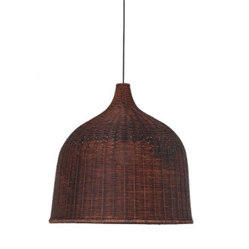 Handwoven Dome Pendant Light Fixture Chinese Bamboo Single Bulb Ceiling Light for Dining Table Coffee 14" Clearhalo 'Ceiling Lights' 'Pendant Lights' 'Pendants' Lighting' 2628895