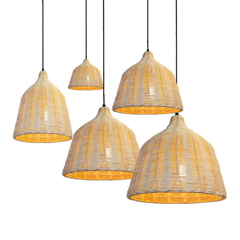 Handwoven Dome Pendant Light Fixture Chinese Bamboo Single Bulb Ceiling Light for Dining Table Clearhalo 'Ceiling Lights' 'Pendant Lights' 'Pendants' Lighting' 2628896