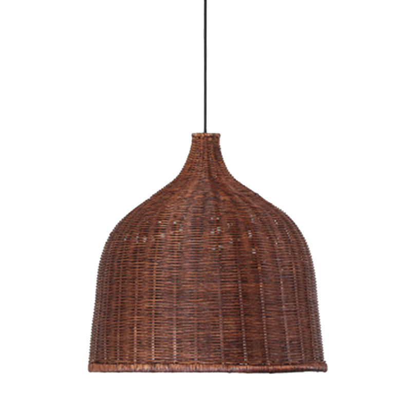 Handwoven Dome Pendant Light Fixture Chinese Bamboo Single Bulb Ceiling Light for Dining Table Coffee 18" Clearhalo 'Ceiling Lights' 'Pendant Lights' 'Pendants' Lighting' 2628898