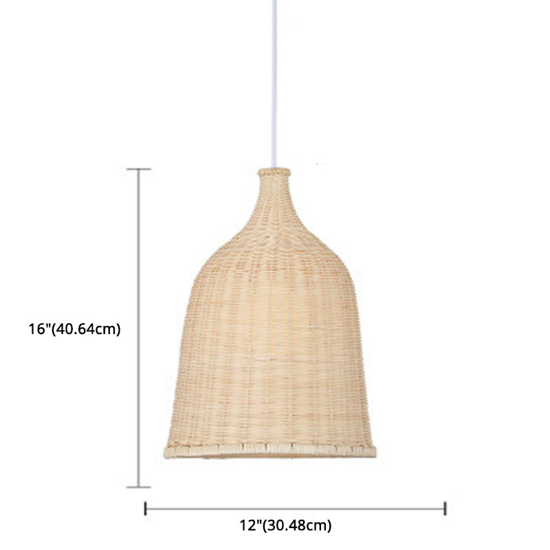 Handwoven Dome Pendant Light Fixture Chinese Bamboo Single Bulb Ceiling Light for Dining Table Clearhalo 'Ceiling Lights' 'Pendant Lights' 'Pendants' Lighting' 2628899