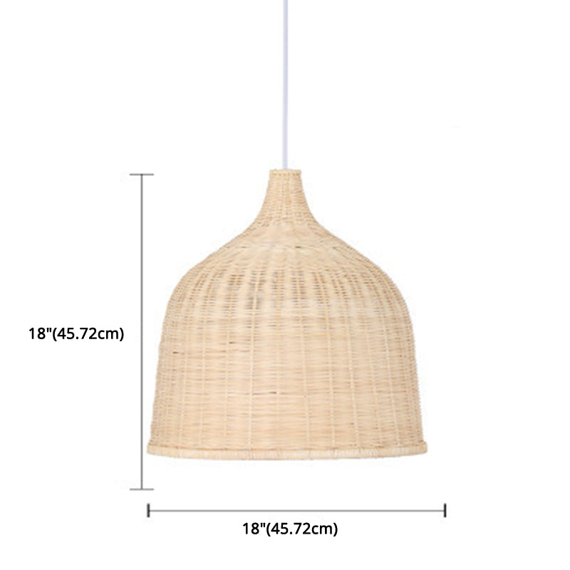 Handwoven Dome Pendant Light Fixture Chinese Bamboo Single Bulb Ceiling Light for Dining Table Clearhalo 'Ceiling Lights' 'Pendant Lights' 'Pendants' Lighting' 2628901