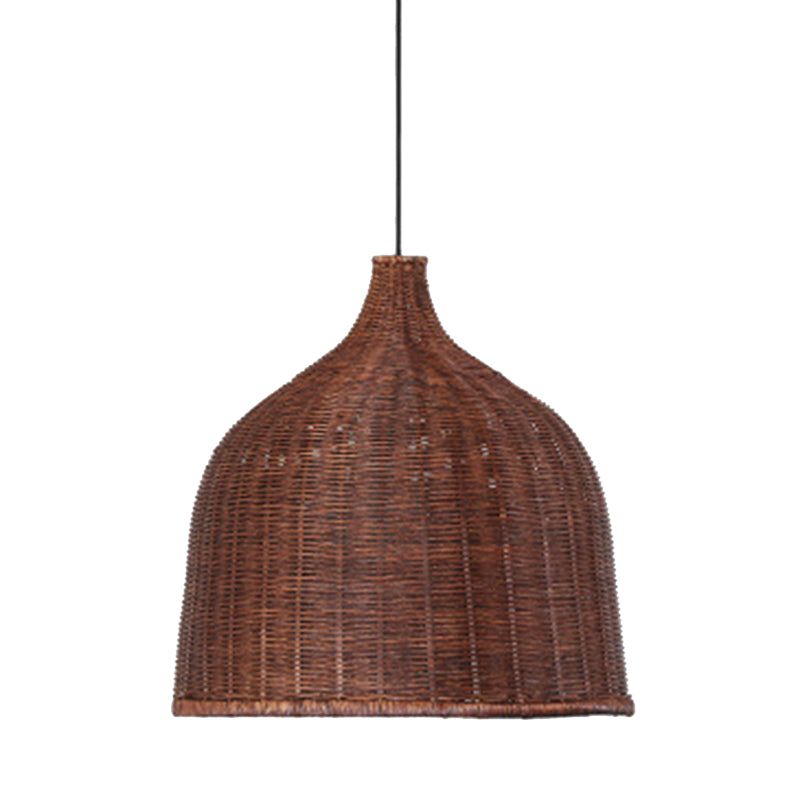 Handwoven Dome Pendant Light Fixture Chinese Bamboo Single Bulb Ceiling Light for Dining Table Coffee 23.5" Clearhalo 'Ceiling Lights' 'Pendant Lights' 'Pendants' Lighting' 2628902