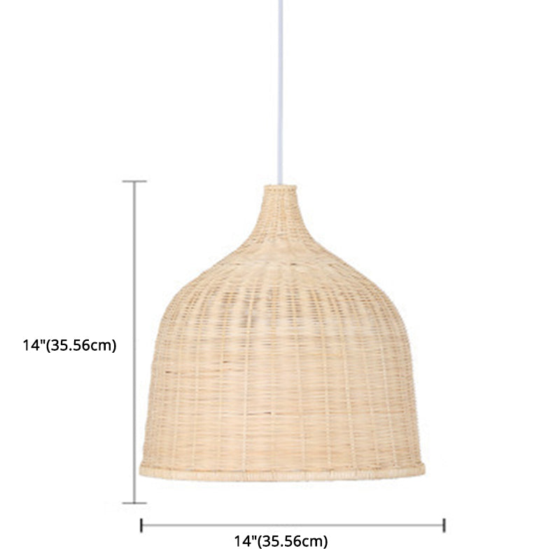 Handwoven Dome Pendant Light Fixture Chinese Bamboo Single Bulb Ceiling Light for Dining Table Clearhalo 'Ceiling Lights' 'Pendant Lights' 'Pendants' Lighting' 2628903