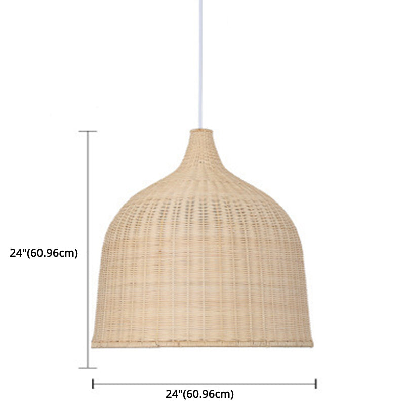 Handwoven Dome Pendant Light Fixture Chinese Bamboo Single Bulb Ceiling Light for Dining Table Clearhalo 'Ceiling Lights' 'Pendant Lights' 'Pendants' Lighting' 2628904