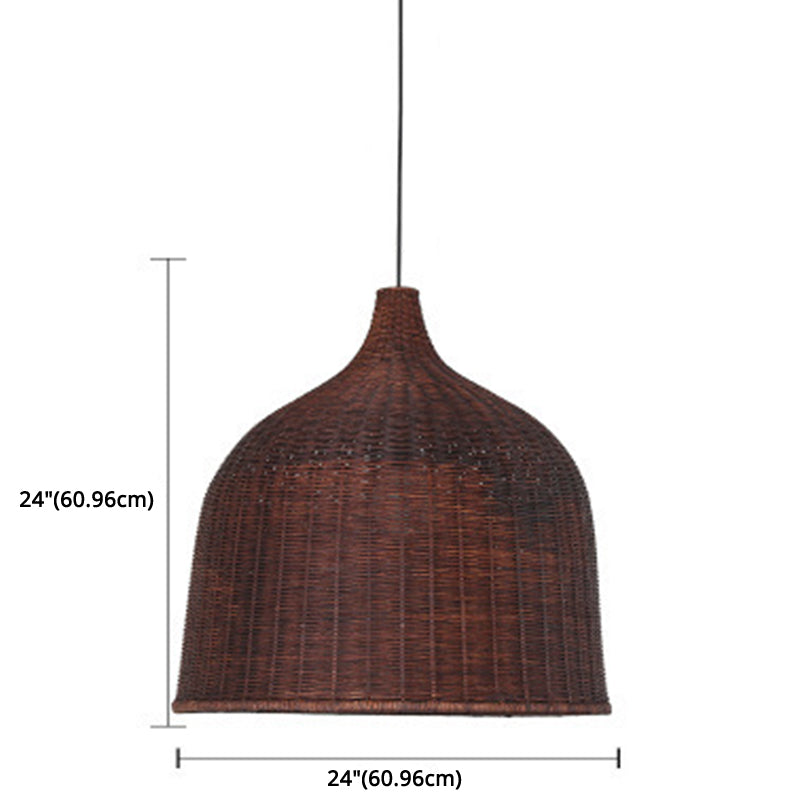 Handwoven Dome Pendant Light Fixture Chinese Bamboo Single Bulb Ceiling Light for Dining Table Clearhalo 'Ceiling Lights' 'Pendant Lights' 'Pendants' Lighting' 2628905