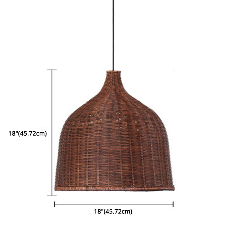 Handwoven Dome Pendant Light Fixture Chinese Bamboo Single Bulb Ceiling Light for Dining Table Clearhalo 'Ceiling Lights' 'Pendant Lights' 'Pendants' Lighting' 2628906