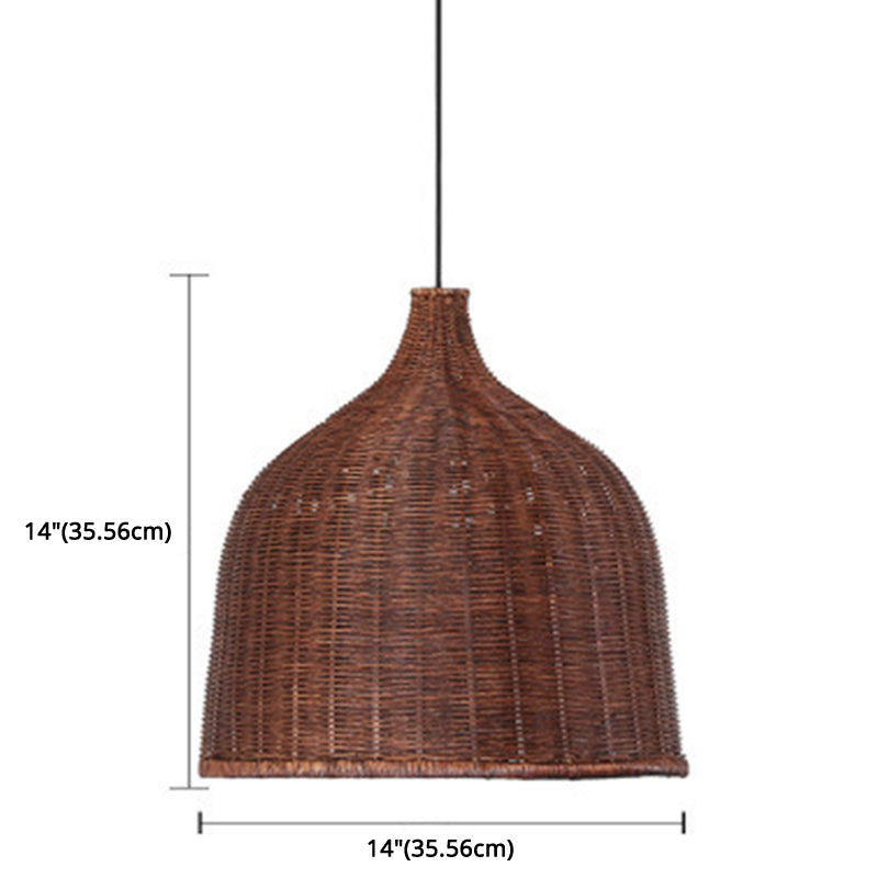 Handwoven Dome Pendant Light Fixture Chinese Bamboo Single Bulb Ceiling Light for Dining Table Clearhalo 'Ceiling Lights' 'Pendant Lights' 'Pendants' Lighting' 2628907