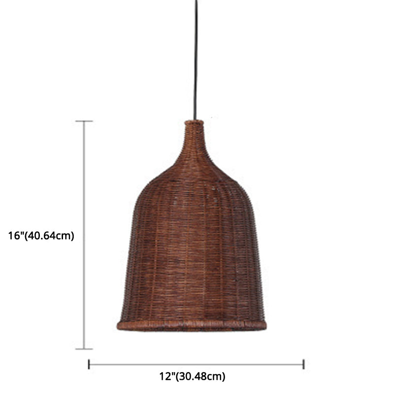 Handwoven Dome Pendant Light Fixture Chinese Bamboo Single Bulb Ceiling Light for Dining Table Clearhalo 'Ceiling Lights' 'Pendant Lights' 'Pendants' Lighting' 2628908