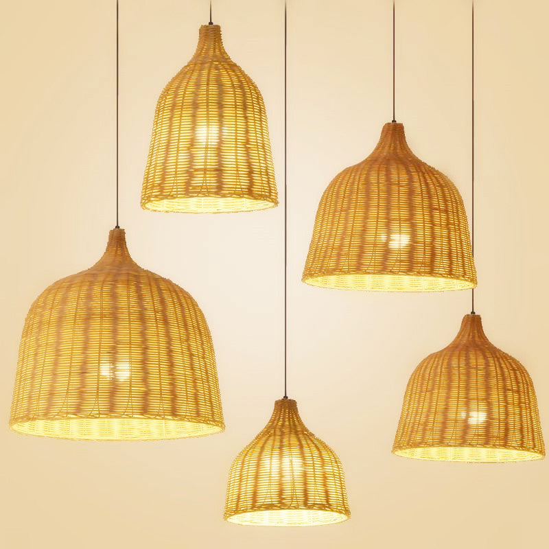 Handwoven Dome Pendant Light Fixture Chinese Bamboo Single Bulb Dining Table Ceiling Light in Beige Clearhalo 'Ceiling Lights' 'Pendant Lights' 'Pendants' Lighting' 2628912