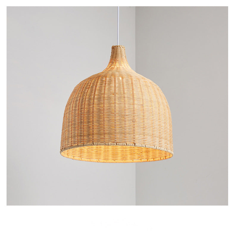 Handwoven Dome Pendant Light Fixture Chinese Bamboo Single Bulb Dining Table Ceiling Light in Beige Clearhalo 'Ceiling Lights' 'Pendant Lights' 'Pendants' Lighting' 2628919