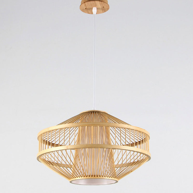 Globe Pendant Light Fixture Chinese Bamboo 1 Light Restaurant Hanging Lamp in Beige Clearhalo 'Ceiling Lights' 'Pendant Lights' 'Pendants' Lighting' 2628928