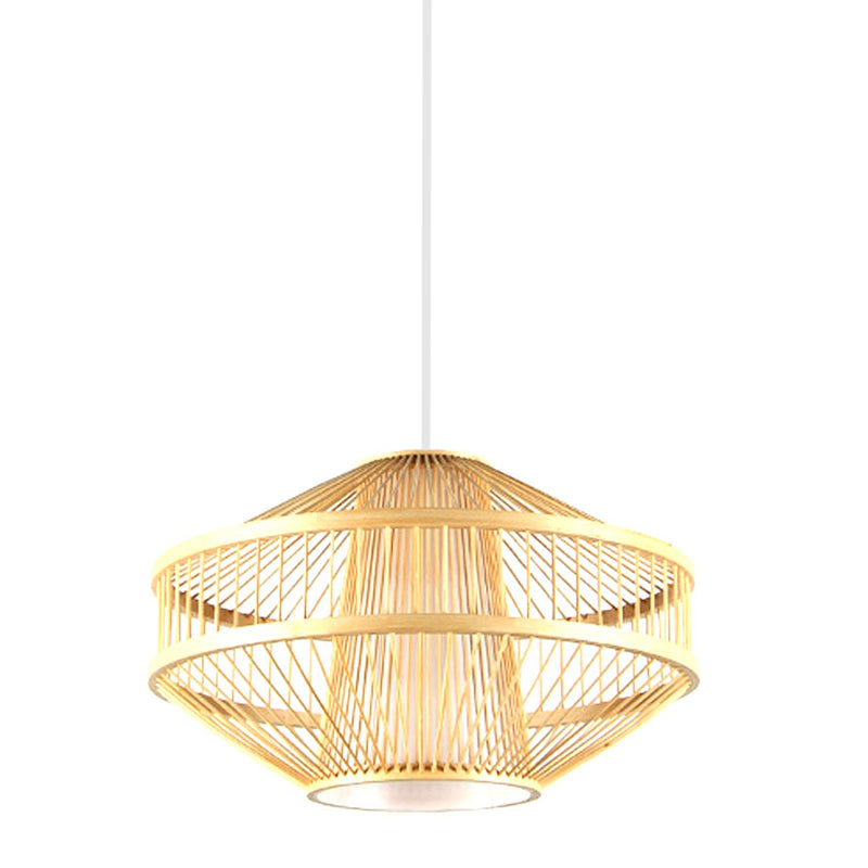 Globe Pendant Light Fixture Chinese Bamboo 1 Light Restaurant Hanging Lamp in Beige Beige Clearhalo 'Ceiling Lights' 'Pendant Lights' 'Pendants' Lighting' 2628929