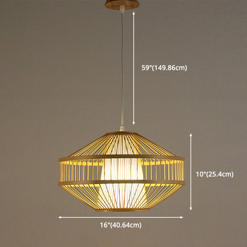 Globe Pendant Light Fixture Chinese Bamboo 1 Light Restaurant Hanging Lamp in Beige Clearhalo 'Ceiling Lights' 'Pendant Lights' 'Pendants' Lighting' 2628930