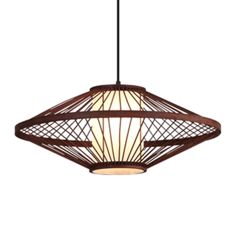 Flying Saucer Pendant Light Fixture Chinese Bamboo 1 Light Restaurant Suspension Pendant Coffee Clearhalo 'Ceiling Lights' 'Pendant Lights' 'Pendants' Lighting' 2628954