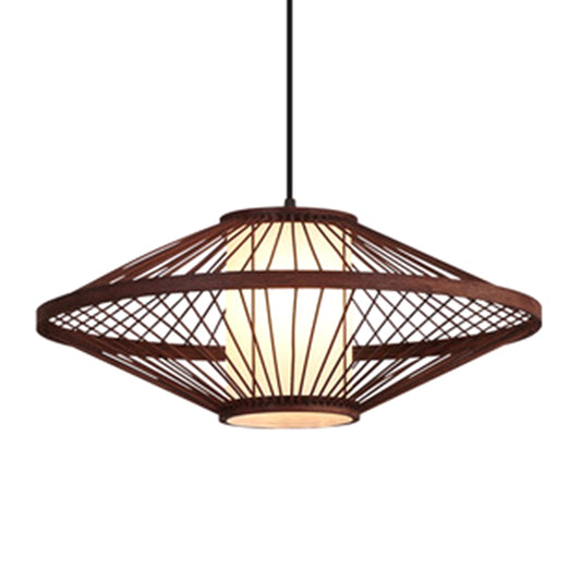 Flying Saucer Pendant Light Fixture Chinese Bamboo 1 Light Restaurant Suspension Pendant Coffee Clearhalo 'Ceiling Lights' 'Pendant Lights' 'Pendants' Lighting' 2628954