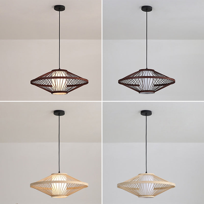 Flying Saucer Pendant Light Fixture Chinese Bamboo 1 Light Restaurant Suspension Pendant Clearhalo 'Ceiling Lights' 'Pendant Lights' 'Pendants' Lighting' 2628961