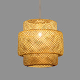 Modern Style Tiered Ceiling Light Bamboo 1-Light Restaurant Hanging Pendant Lighting in Beige Clearhalo 'Ceiling Lights' 'Pendant Lights' 'Pendants' Lighting' options 2628988