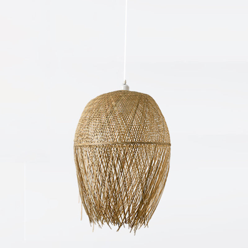 Beige Hand-Worked Pendant Chinese Style 1 Bulb Bamboo Hanging Light for Dining Table Clearhalo 'Ceiling Lights' 'Pendant Lights' 'Pendants' Lighting' options 2628995