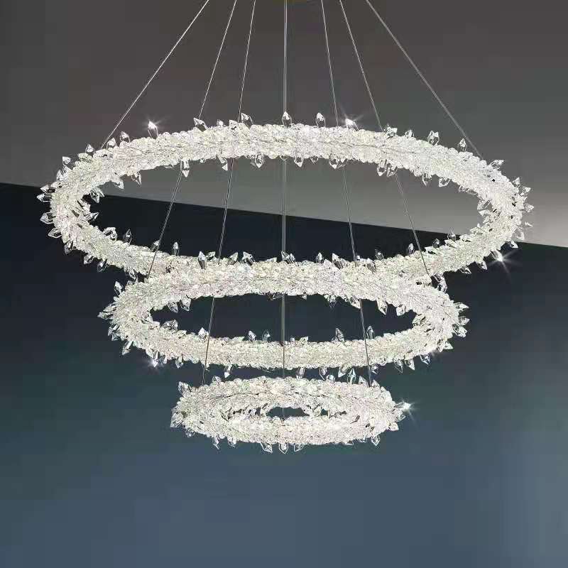 Circular LED Pendant Lamp Modern Minimalist Clear Crystal Living Room Hanging Ceiling Light Clearhalo 'Ceiling Lights' 'Pendant Lights' 'Pendants' Lighting' options 2629002