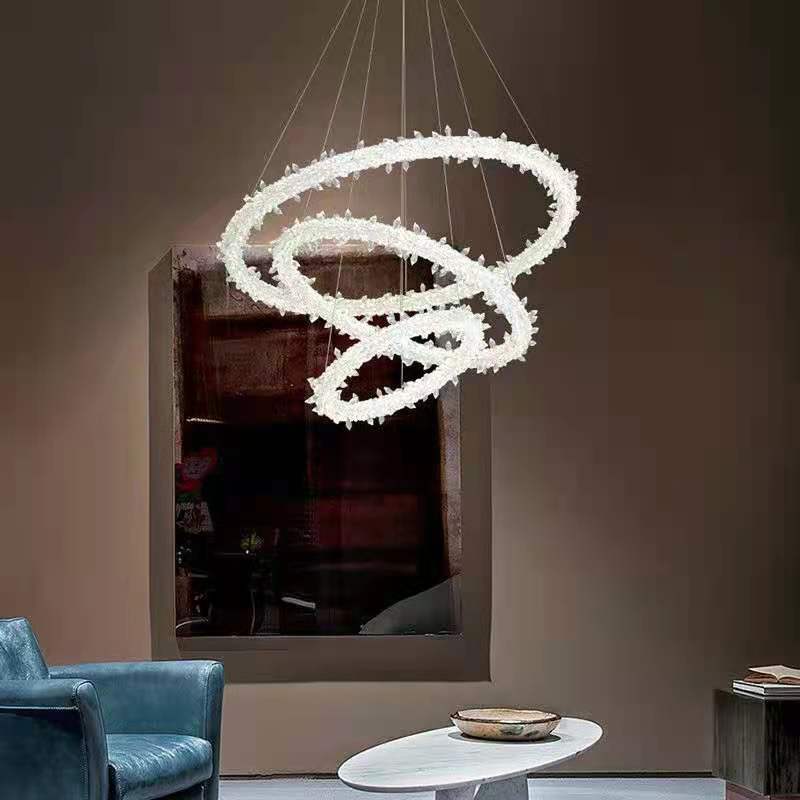 Circular LED Pendant Lamp Modern Minimalist Clear Crystal Living Room Hanging Ceiling Light Clearhalo 'Ceiling Lights' 'Pendant Lights' 'Pendants' Lighting' options 2629003