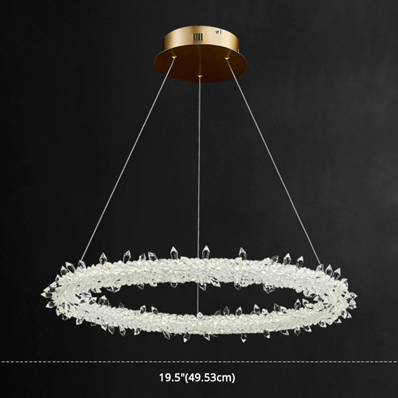 Circular LED Pendant Lamp Modern Minimalist Clear Crystal Living Room Hanging Ceiling Light Clearhalo 'Ceiling Lights' 'Pendant Lights' 'Pendants' Lighting' options 2629007