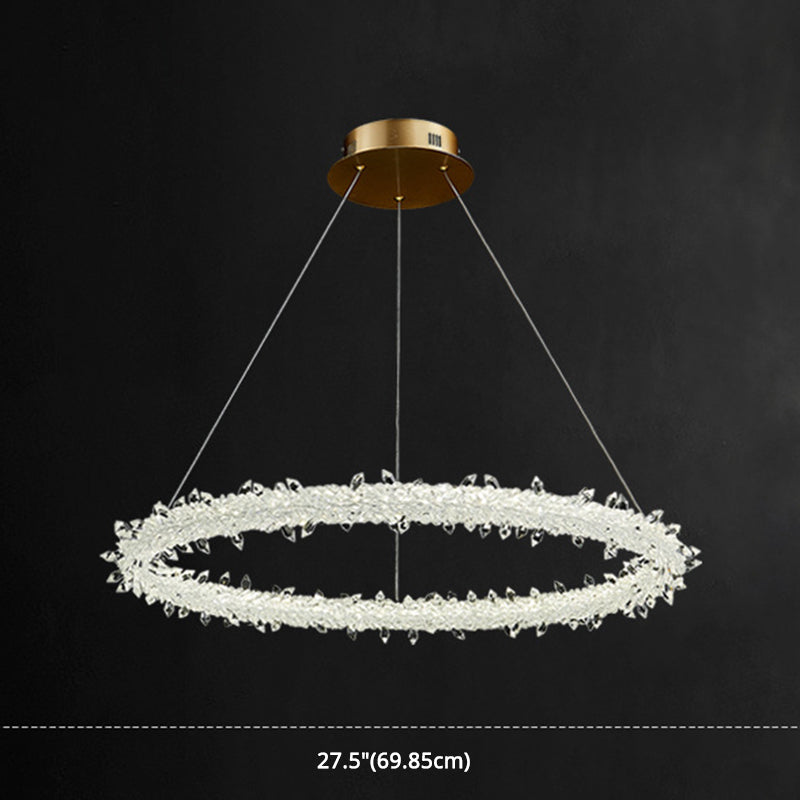 Circular LED Pendant Lamp Modern Minimalist Clear Crystal Living Room Hanging Ceiling Light Clearhalo 'Ceiling Lights' 'Pendant Lights' 'Pendants' Lighting' options 2629008