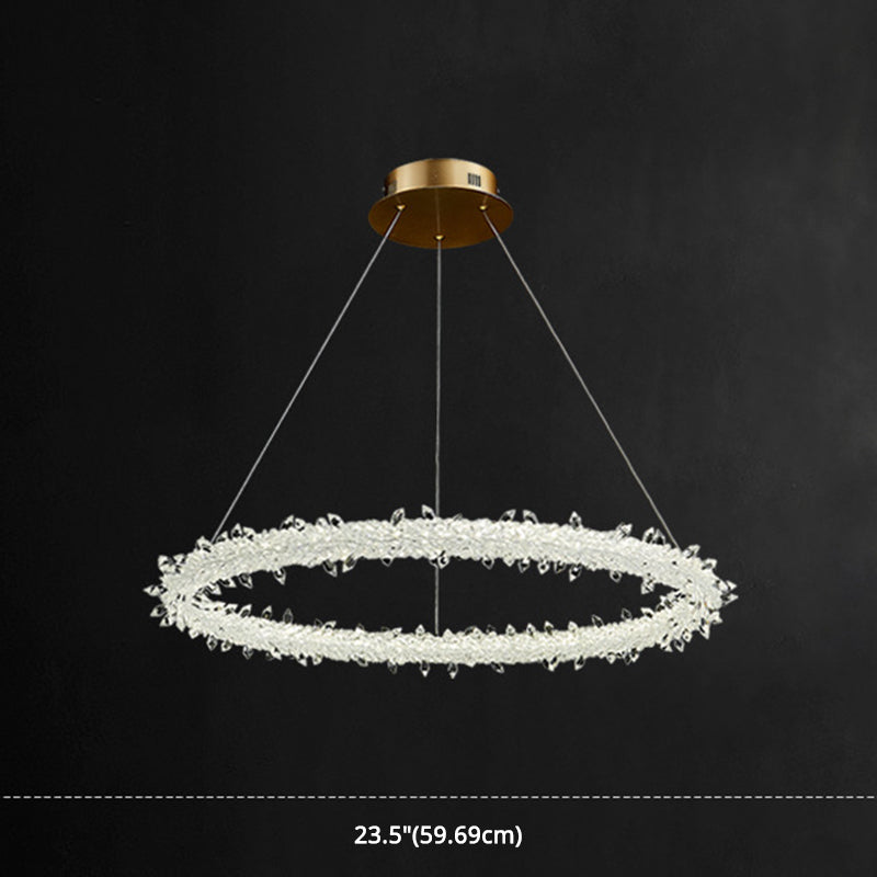 Circular LED Pendant Lamp Modern Minimalist Clear Crystal Living Room Hanging Ceiling Light Clearhalo 'Ceiling Lights' 'Pendant Lights' 'Pendants' Lighting' options 2629009