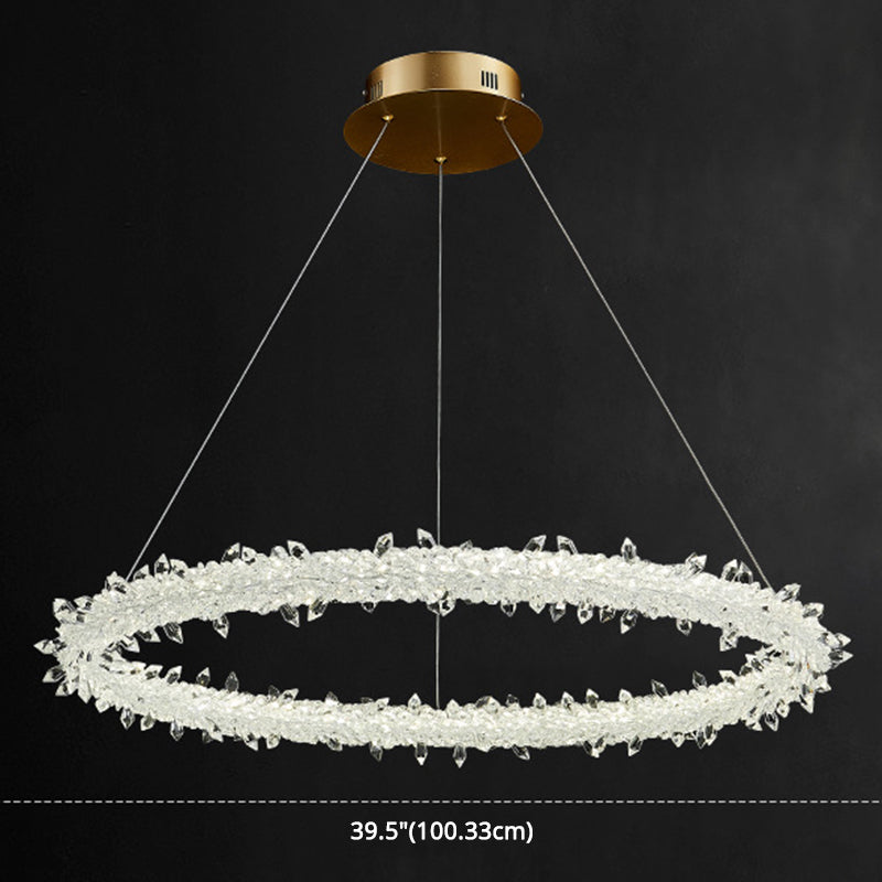 Circular LED Pendant Lamp Modern Minimalist Clear Crystal Living Room Hanging Ceiling Light Clearhalo 'Ceiling Lights' 'Pendant Lights' 'Pendants' Lighting' options 2629010