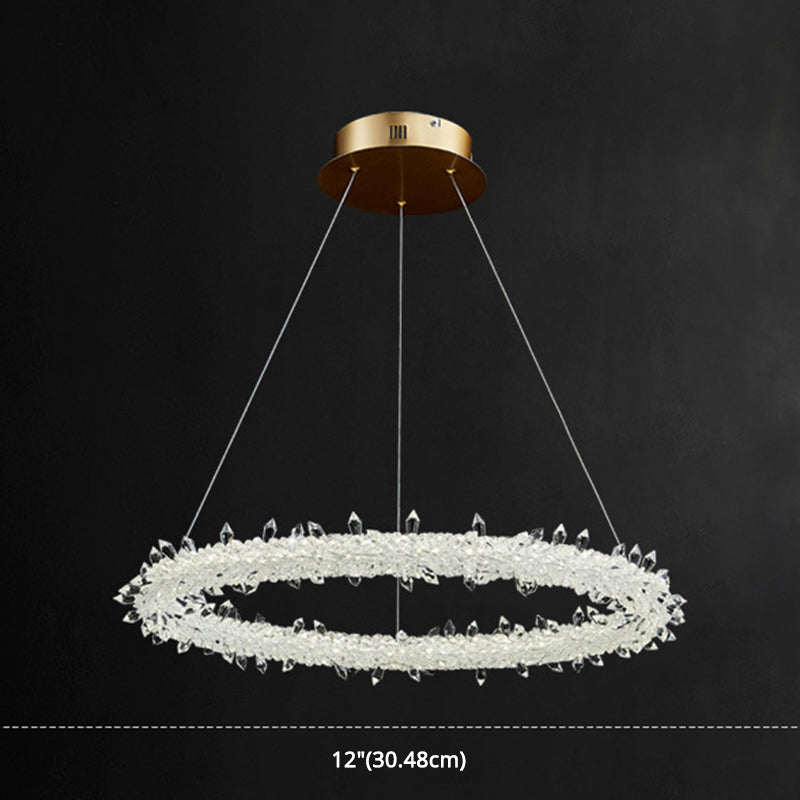 Circular LED Pendant Lamp Modern Minimalist Clear Crystal Living Room Hanging Ceiling Light Clearhalo 'Ceiling Lights' 'Pendant Lights' 'Pendants' Lighting' options 2629011