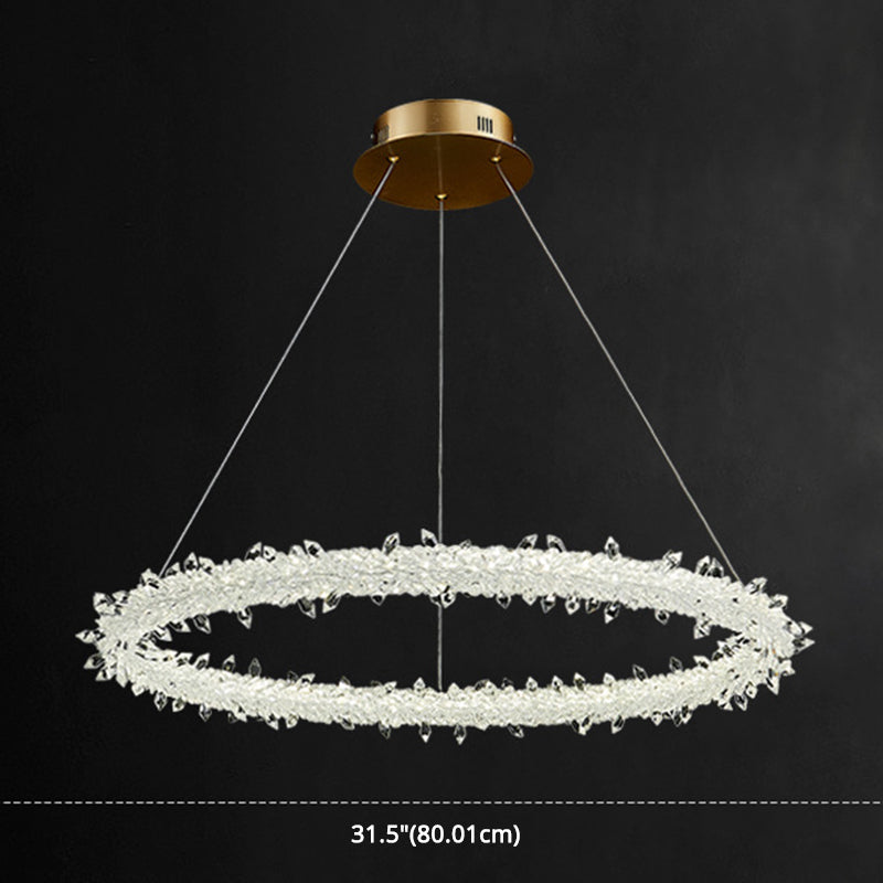 Circular LED Pendant Lamp Modern Minimalist Clear Crystal Living Room Hanging Ceiling Light Clearhalo 'Ceiling Lights' 'Pendant Lights' 'Pendants' Lighting' options 2629012