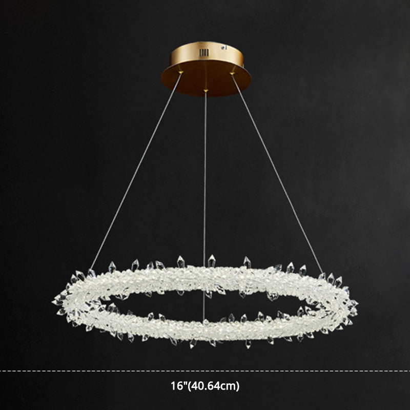 Circular LED Pendant Lamp Modern Minimalist Clear Crystal Living Room Hanging Ceiling Light Clearhalo 'Ceiling Lights' 'Pendant Lights' 'Pendants' Lighting' options 2629013