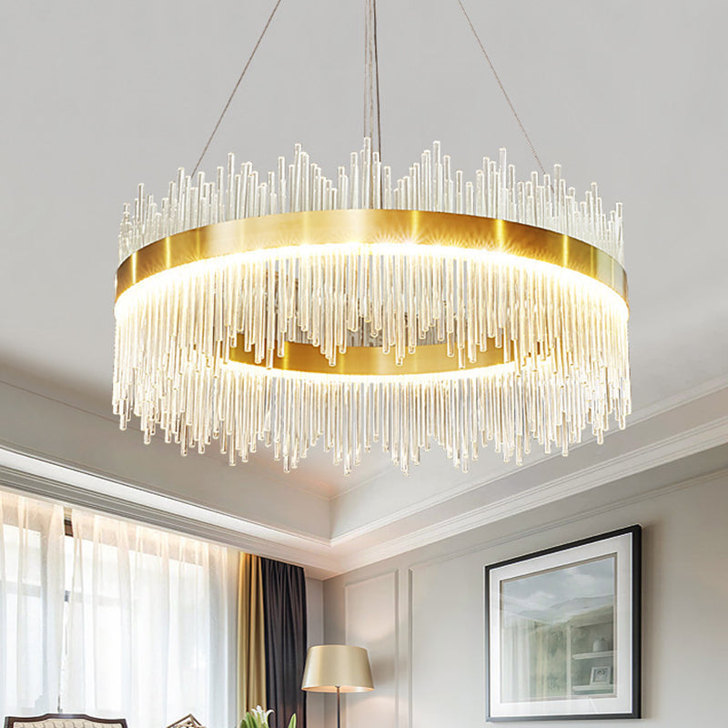 Mid-Century Modern Clear Crystal Down Lighting Pendant Round LED Suspension Lamp for Dining Table Clearhalo 'Ceiling Lights' 'Pendant Lights' 'Pendants' Lighting' 2629018