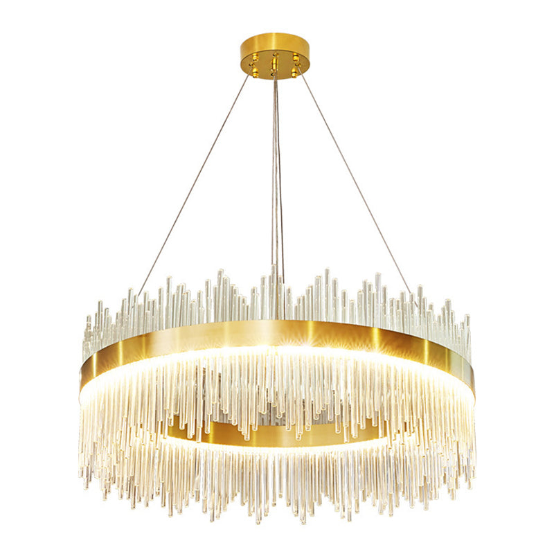 Mid-Century Modern Clear Crystal Down Lighting Pendant Round LED Suspension Lamp for Dining Table Clearhalo 'Ceiling Lights' 'Pendant Lights' 'Pendants' Lighting' 2629019