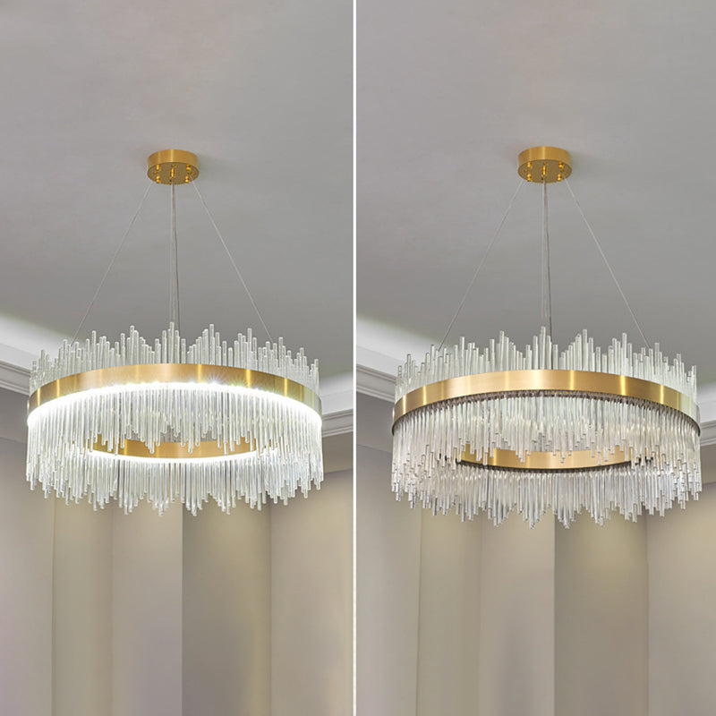 Mid-Century Modern Clear Crystal Down Lighting Pendant Round LED Suspension Lamp for Dining Table Clearhalo 'Ceiling Lights' 'Pendant Lights' 'Pendants' Lighting' 2629028