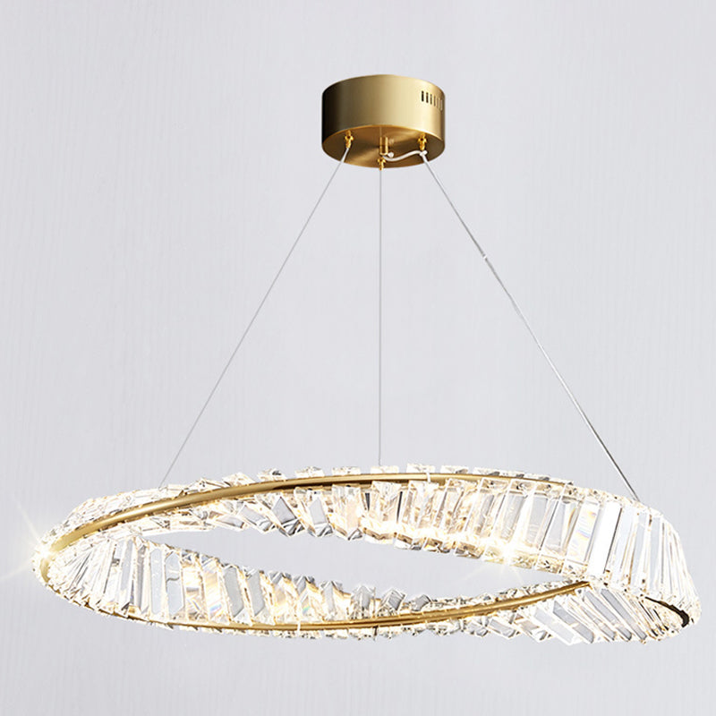 Circular Carousel LED Pendant Lamp Modern Minimalist Prismatic Crystal Living Room Hanging Ceiling Light Clearhalo 'Ceiling Lights' 'Pendant Lights' 'Pendants' Lighting' 2629033