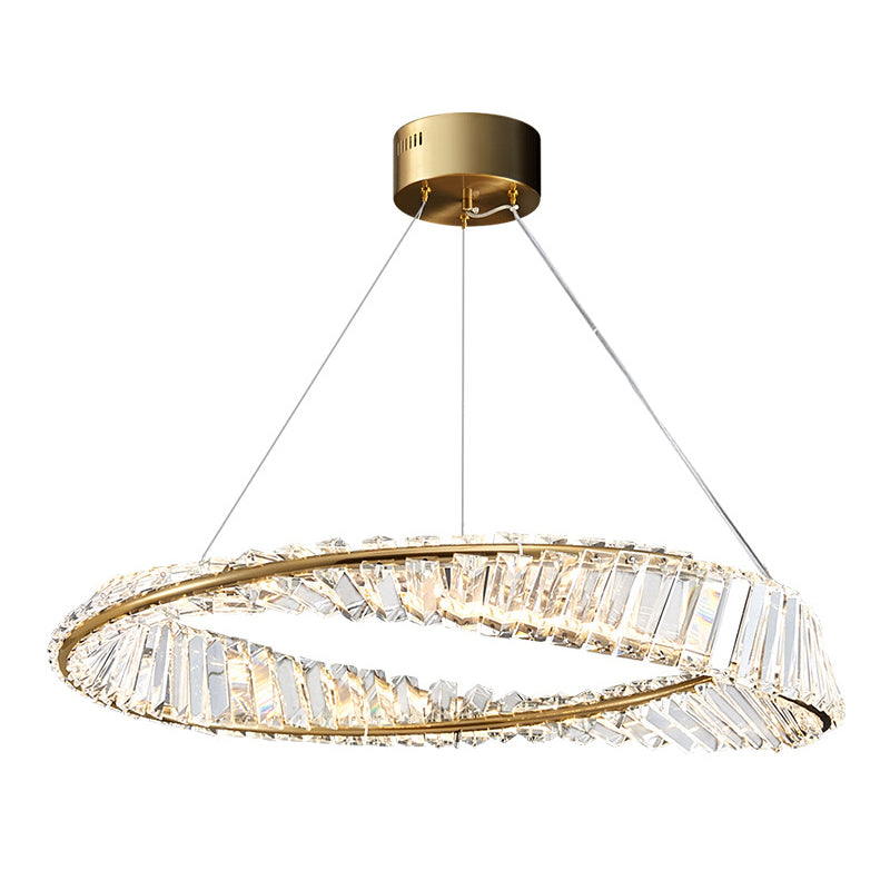 Circular Carousel LED Pendant Lamp Modern Minimalist Prismatic Crystal Living Room Hanging Ceiling Light Gold Clearhalo 'Ceiling Lights' 'Pendant Lights' 'Pendants' Lighting' 2629034_b120d7e9-776b-4898-8d66-61ca26606d50