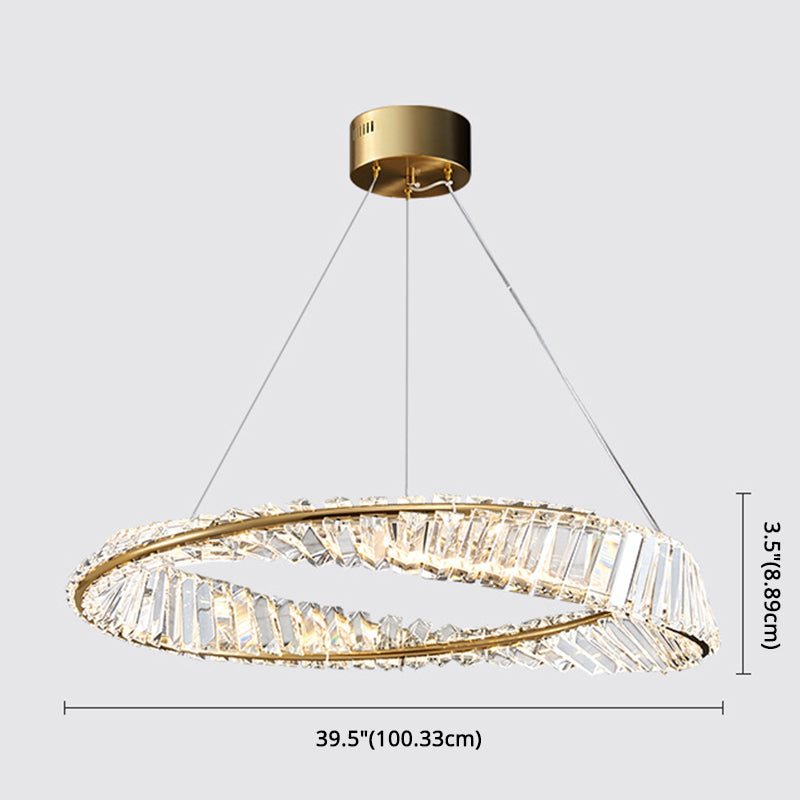 Circular Carousel LED Pendant Lamp Modern Minimalist Prismatic Crystal Living Room Hanging Ceiling Light Clearhalo 'Ceiling Lights' 'Pendant Lights' 'Pendants' Lighting' 2629040