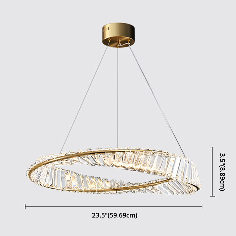 Circular Carousel LED Pendant Lamp Modern Minimalist Prismatic Crystal Living Room Hanging Ceiling Light Clearhalo 'Ceiling Lights' 'Pendant Lights' 'Pendants' Lighting' 2629041