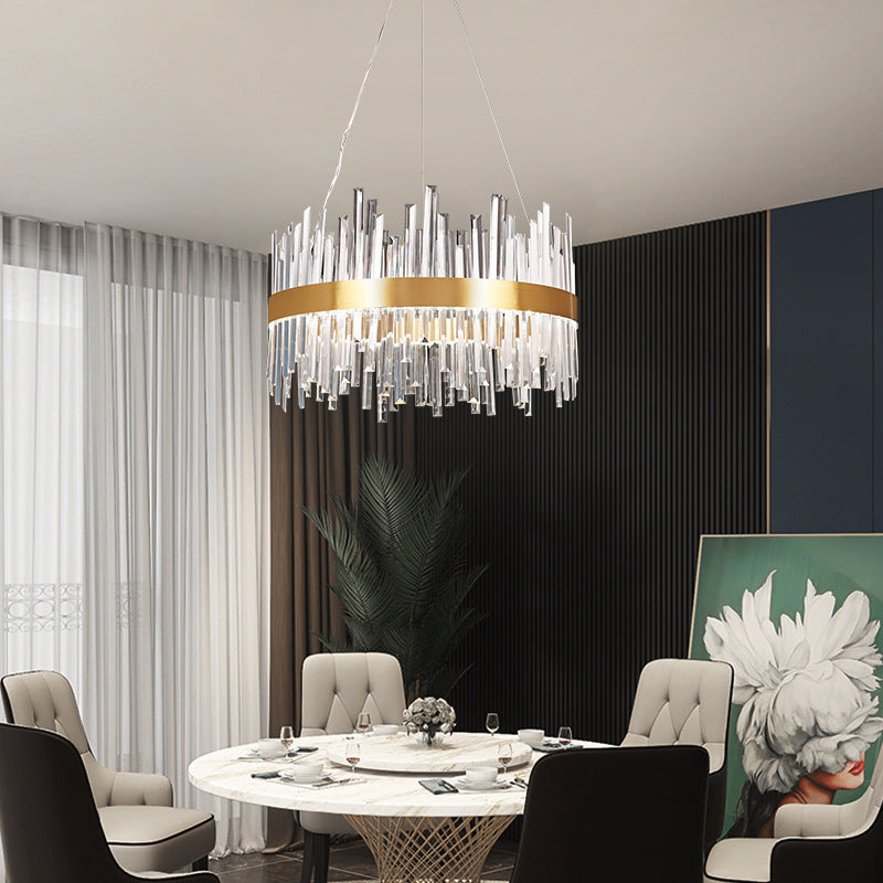 Gold Circular Hanging Ceiling Light Contemporary Crystal LED Suspended Light for Dining Room Clearhalo 'Ceiling Lights' 'Pendant Lights' 'Pendants' Lighting' 2629046