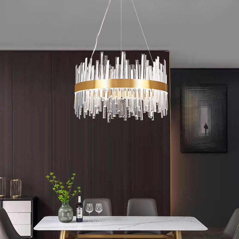 Gold Circular Hanging Ceiling Light Contemporary Crystal LED Suspended Light for Dining Room Clearhalo 'Ceiling Lights' 'Pendant Lights' 'Pendants' Lighting' 2629048