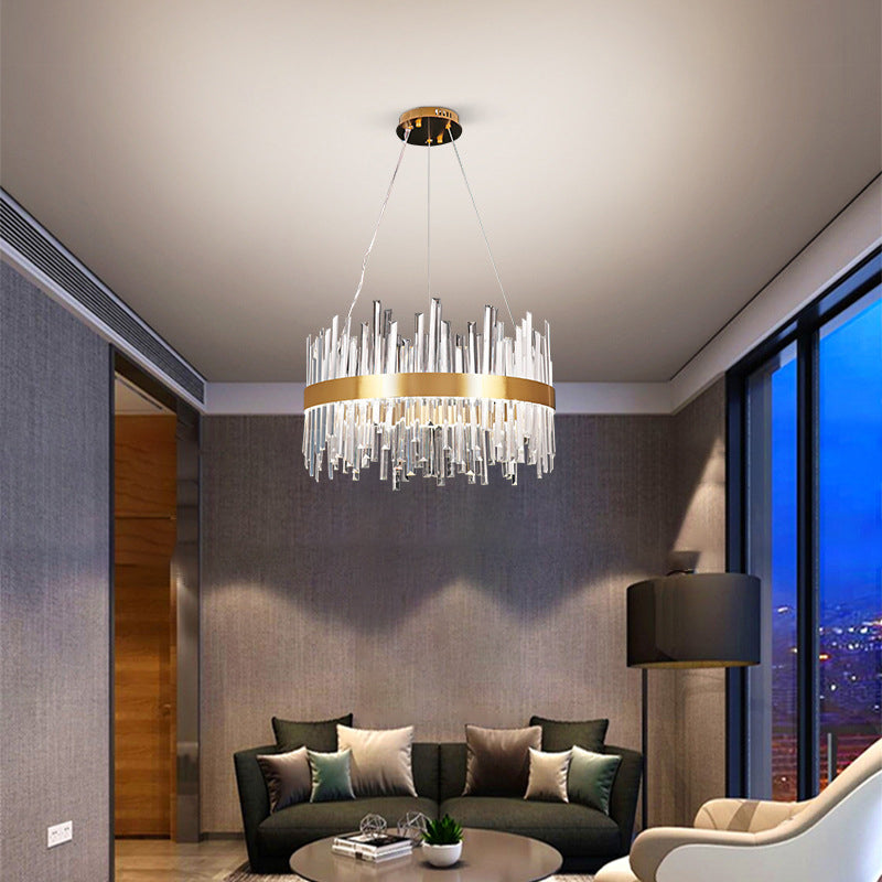 Gold Circular Hanging Ceiling Light Contemporary Crystal LED Suspended Light for Dining Room Clearhalo 'Ceiling Lights' 'Pendant Lights' 'Pendants' Lighting' 2629049