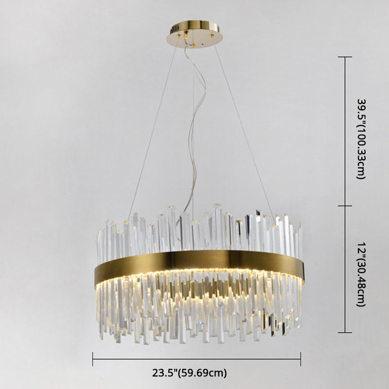 Gold Circular Hanging Ceiling Light Contemporary Crystal LED Suspended Light for Dining Room Clearhalo 'Ceiling Lights' 'Pendant Lights' 'Pendants' Lighting' 2629053