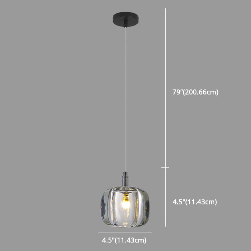 Melon Shaped Dining Room Pendulum Light Crystal 1-Light Postmodern Minimalist Hanging Lamp Kit Clearhalo 'Ceiling Lights' 'Pendant Lights' 'Pendants' Lighting' 2629079