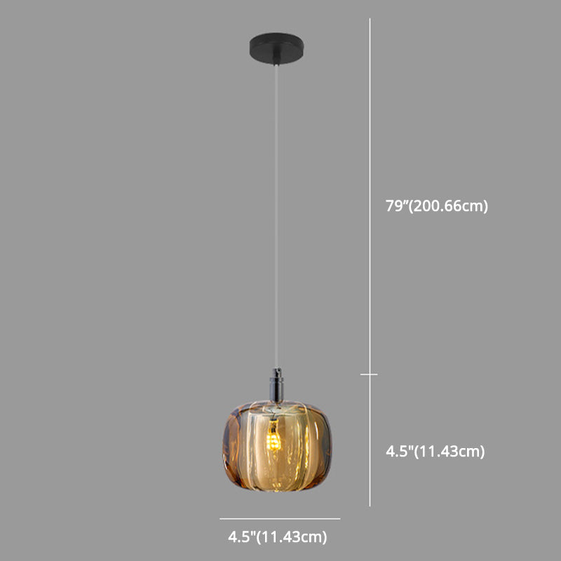 Melon Shaped Dining Room Pendulum Light Crystal 1-Light Postmodern Minimalist Hanging Lamp Kit Clearhalo 'Ceiling Lights' 'Pendant Lights' 'Pendants' Lighting' 2629081