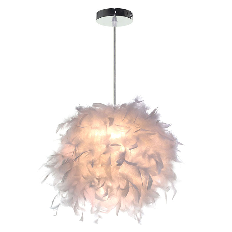 Sphere Feather Ceiling Chandelier Modern Creative Art Deco Living Room Hanging Ceiling Light in White Clearhalo 'Ceiling Lights' 'Pendant Lights' 'Pendants' Lighting' 2629115