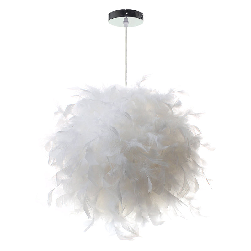 Sphere Feather Ceiling Chandelier Modern Creative Art Deco Living Room Hanging Ceiling Light in White Clearhalo 'Ceiling Lights' 'Pendant Lights' 'Pendants' Lighting' 2629116