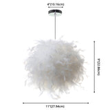 Sphere Feather Ceiling Chandelier Modern Creative Art Deco Living Room Hanging Ceiling Light in White Clearhalo 'Ceiling Lights' 'Pendant Lights' 'Pendants' Lighting' 2629117