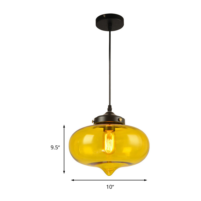 Contemporary Onion Pendant Light Gray/Red/Yellow Glass 1 Head Restaurant Hanging Ceiling Fixture Clearhalo 'Ceiling Lights' 'Glass shade' 'Glass' 'Modern Pendants' 'Modern' 'Pendant Lights' 'Pendants' Lighting' 262916